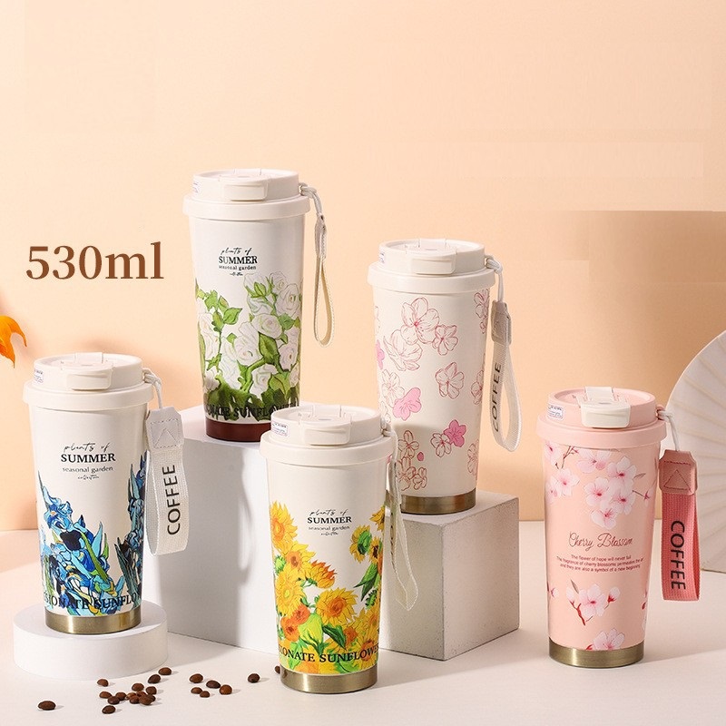 Home Office Hours - Stalen vacuümstro koffiekopje 500 ml dubbelwandige