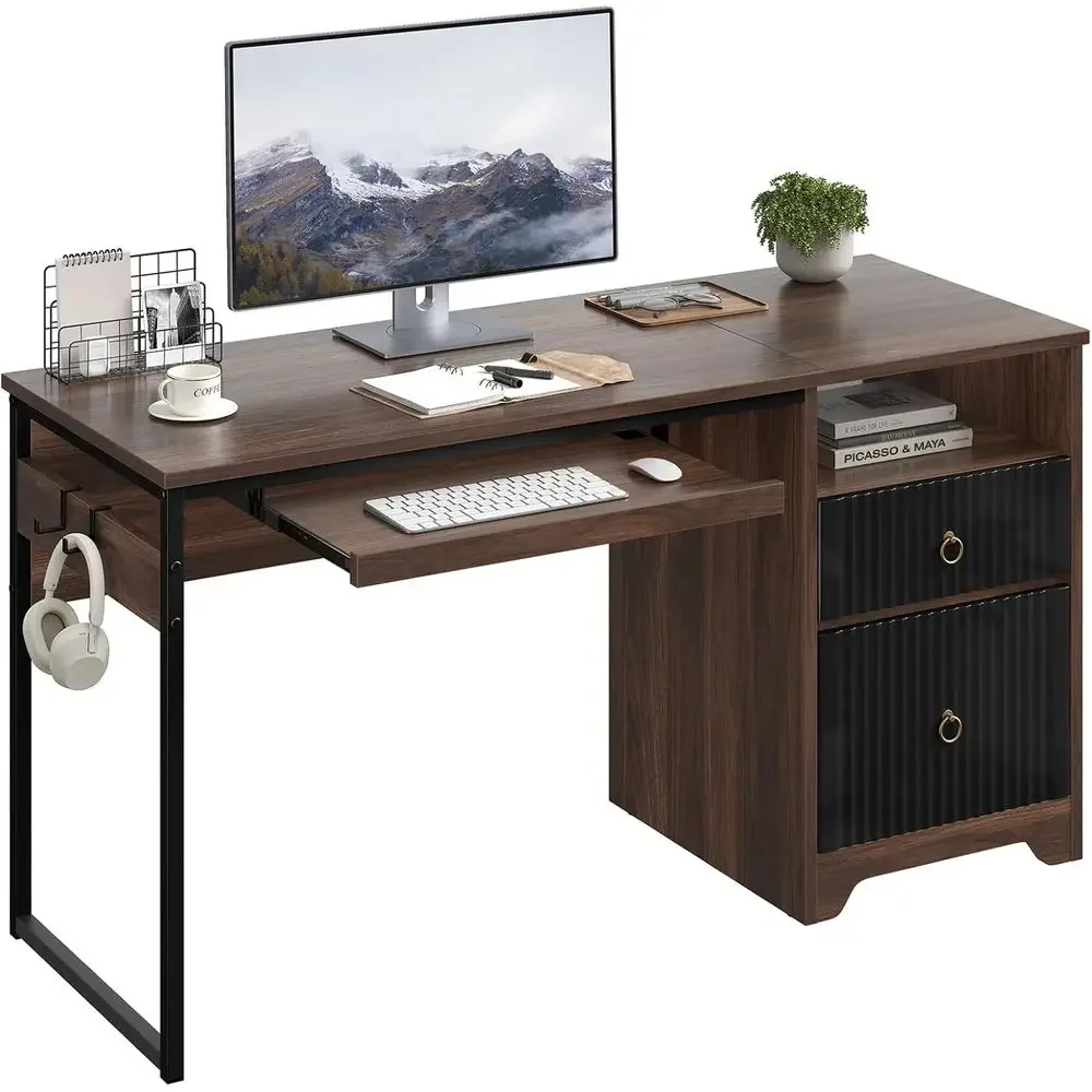 Letter Tray Desk - 55 computerbureau van kersenhout met lade